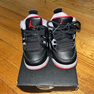 Air Jordan Retro 4 "Bred Reimagined" (TD) Toddler Shoes Black-Cement Grey